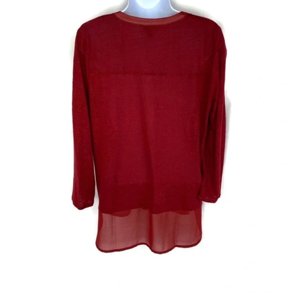 Lucky Brand Burgundy Long Sleeve Casual Top